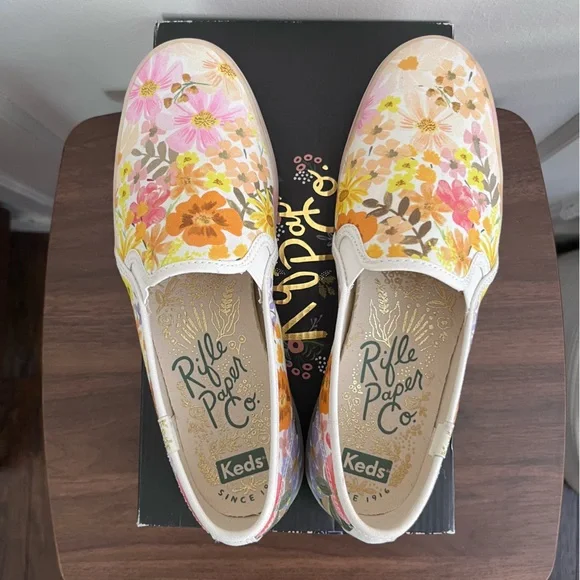 Keds X Rifle Paper Co Double Decker Slip-On Sz 8 NWB - Picture 3 of 5
